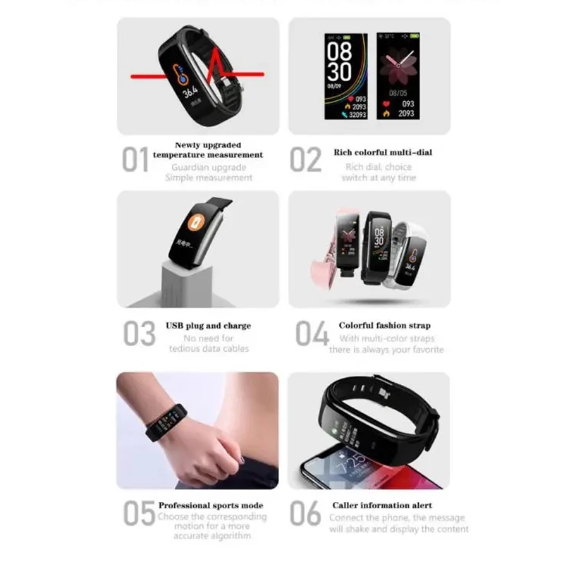 C6S C6T Smart Watch Men Women Smartwatches Bluetooth Call Heart Rate Temperature Monitor Smart Bracelet Sports Smart Watch Fitness Tracker Step Counting Health Monitoring Sports Watch Men's Smartwatch