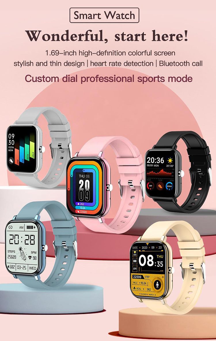 P8 H10 Bluetooth call smart watch heart rate blood pressure Full screen sports smart watch waterproof sports bracelet Men smart watch 1.69inch Touch Control Women Smartwatch Unisex Watches Kids Watch