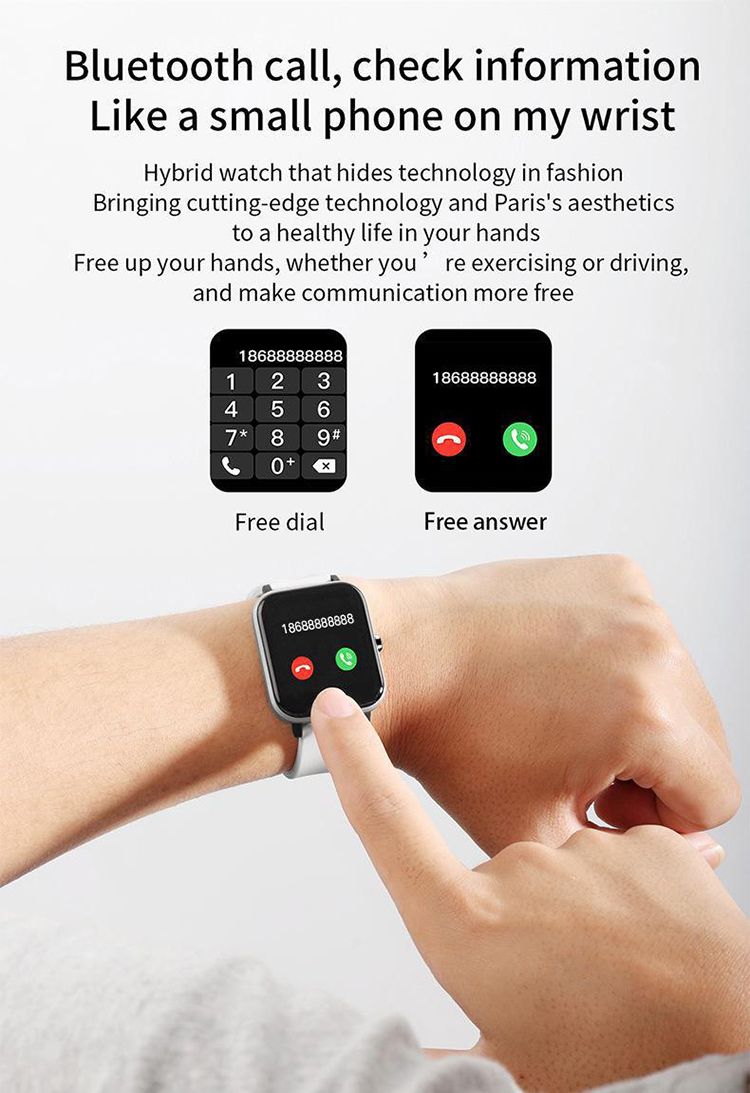 P8 H10 Bluetooth call smart watch heart rate blood pressure Full screen sports smart watch waterproof sports bracelet Men smart watch 1.69inch Touch Control Women Smartwatch Unisex Watches Kids Watch
