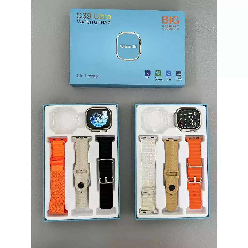 C39 Ultra Watch Ultra 2 Bluetooth Call Smart watch 4 in 1 2.09'' Touch Screen Heart Rate Monitoring Step Count Waterproof Smartwatch Sports Watch With Protective Case Men Smart watch Women Smart Watch