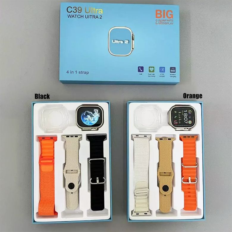 4 in 1 C39 Ultra Smartwatch Men/Women Fitness Tracker Waterproof Heart Rate Smart Watch Sports Smart watch For Men Smart watch Women Smartwatch Wrist Watch Kids Watch couple watch Gift Set T900 Ulta