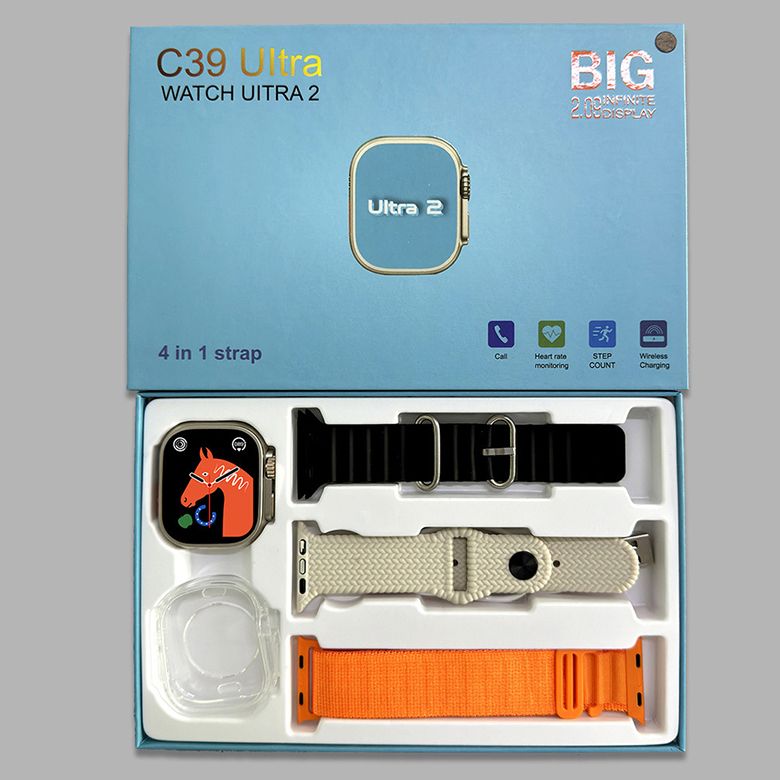 4 in 1 C39 Ultra Smartwatch Men/Women Fitness Tracker Waterproof Heart Rate Smart Watch Sports Smart watch For Men Smart watch Women Smartwatch Wrist Watch Kids Watch couple watch Gift Set T900 Ulta