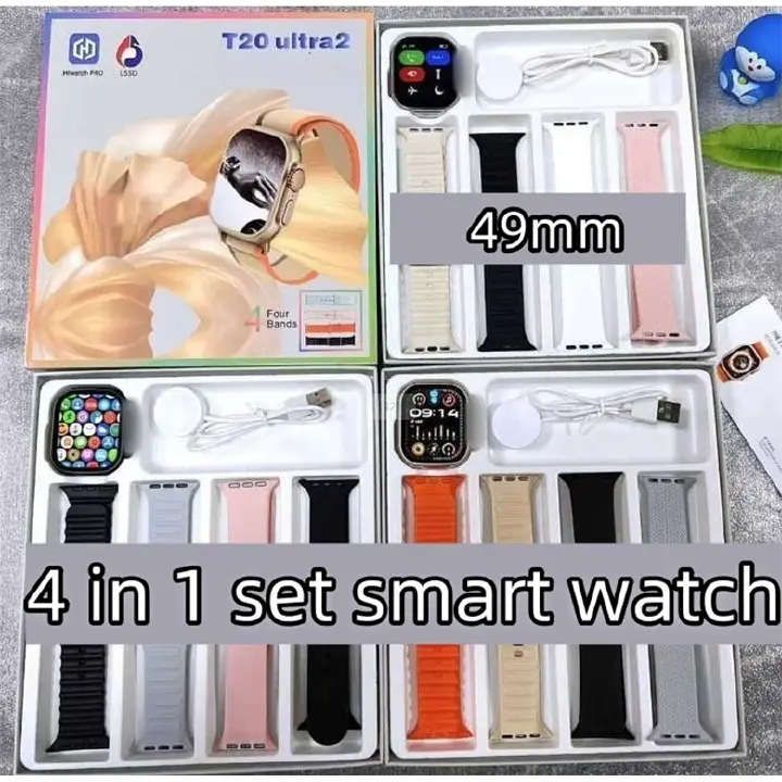 T20 Ultra 2 Smart Watch S9 Ultra Bluetooth Call IP67 Waterproof 49mm Sports Smart watch T900 Ultra With 4 Straps Fitness Tracker Men Sport Watch for man Wrist Watch for woman couple watch Kids Watch
