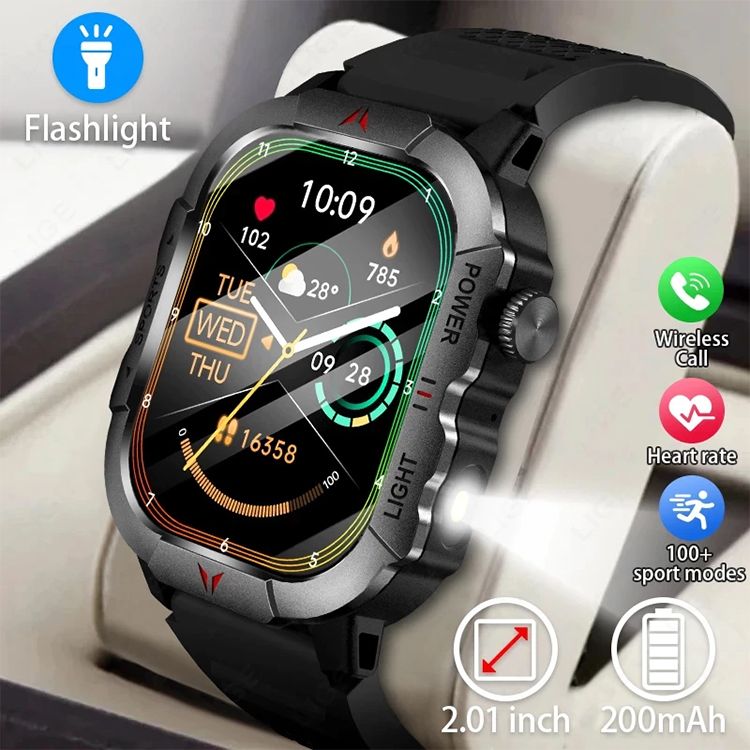Outdoor Waterproof Sports Smart Watch Fitness Heart Rate Men Smart watch With Flashlight Man Watches Couple Watch Multifunction Bluetooth Smartwatches H11 Smart Band Wrist Watch Men's Watch Kids Watch