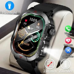 Men's Smart Watch Outdoor mountaineering Fitness Sports Smart Watch For Men H11 Smartwatches With Flashlight Touch Screen Waterproof Watches BT Call Wrist Watch Men Sports Watch Kids Digital Watch