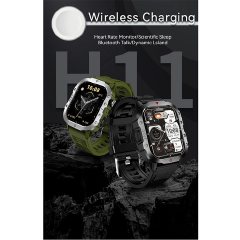 Men's Smart Watch Outdoor mountaineering Fitness Sports Smart Watch For Men H11 Smartwatches With Flashlight Touch Screen Waterproof Watches BT Call Wrist Watch Men Sports Watch Kids Digital Watch