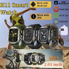 Men's Smart Watch Outdoor mountaineering Fitness Sports Smart Watch For Men H11 Smartwatches With Flashlight Touch Screen Waterproof Watches BT Call Wrist Watch Men Sports Watch Kids Digital Watch