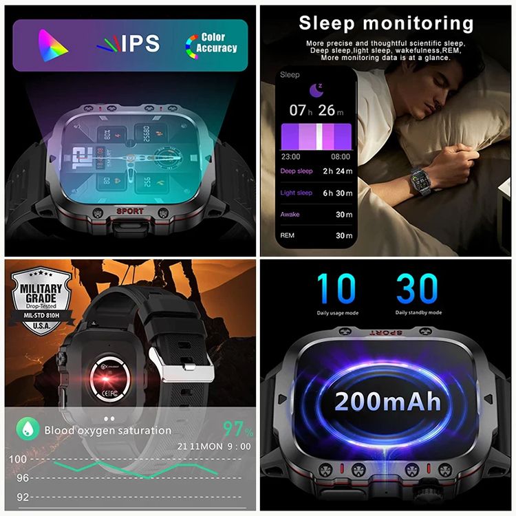 Outdoor Waterproof Sports Smart Watch Fitness Heart Rate Men Smart watch With Flashlight Man Watches Couple Watch Multifunction Bluetooth Smartwatches H11 Smart Band Wrist Watch Men's Watch Kids Watch