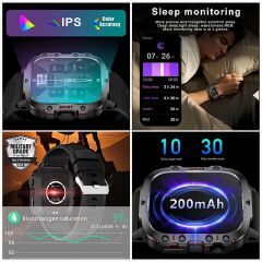 Men's Smart Watch Outdoor mountaineering Fitness Sports Smart Watch For Men H11 Smartwatches With Flashlight Touch Screen Waterproof Watches BT Call Wrist Watch Men Sports Watch Kids Digital Watch