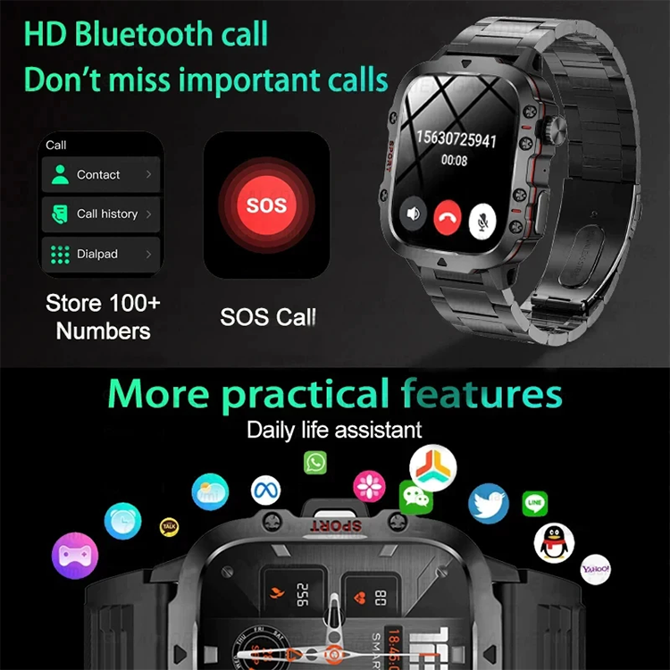 Outdoor Waterproof Sports Smart Watch Fitness Heart Rate Men Smart watch With Flashlight Man Watches Couple Watch Multifunction Bluetooth Smartwatches H11 Smart Band Wrist Watch Men's Watch Kids Watch