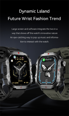 Men's Smart Watch Outdoor mountaineering Fitness Sports Smart Watch For Men H11 Smartwatches With Flashlight Touch Screen Waterproof Watches BT Call Wrist Watch Men Sports Watch Kids Digital Watch