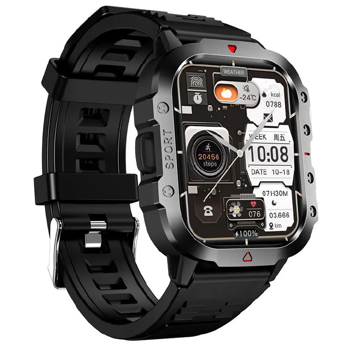 Men's Smart Watch Outdoor mountaineering Fitness Sports Smart Watch For Men H11 Smartwatches With Flashlight Touch Screen Waterproof Watches BT Call Wrist Watch Men Sports Watch Kids Digital Watch