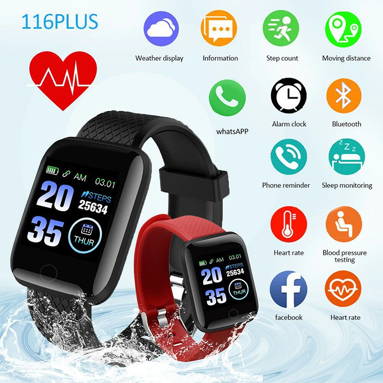 116 Plus Smart Watch Heart Rate Blood Pressure Waterproof smart watch Sports smartwatch For Men smart watch For Kids Bluetooth smart watch for Women Kids Watch Wrist Watch Digital Watch Girl Boy Watch
