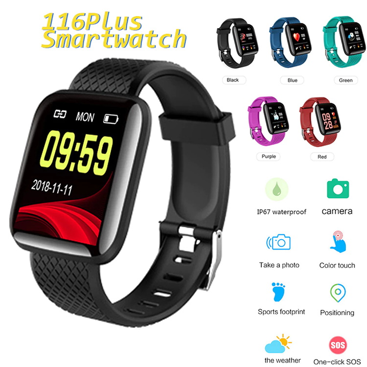 116 Plus Smart Watch Heart Rate Blood Pressure Waterproof smart watch Sports smartwatch For Men smart watch For Kids Bluetooth smart watch for Women Kids Watch Wrist Watch Digital Watch Girl Boy Watch