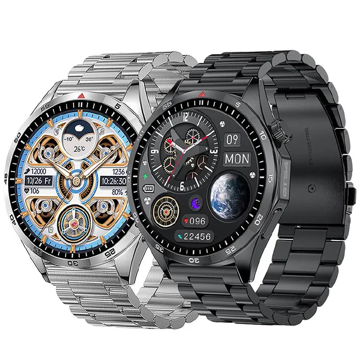 Man Smartwatches Men Fitness Sports Smart watch Steel Band Bluetooth Call Smart Watch 1.5'' Touch Screen Heart Rate Monitor GT4 LT09 Message Reminder Waterproof Smartwatch Silver Smart watch For Men