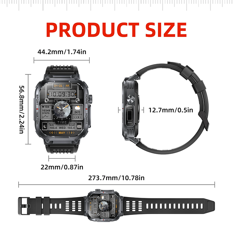 Men's Smart Watch Outdoor Sports Smart Watch S320B Bluetooth Call Sports Watch Compass Waterproof Smart Watch For Men Heart Rate Blood Pressure Blood Oxygen Monitoring Smartwatches With Flashlight