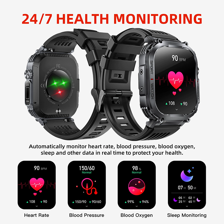 Men's Smart Watch Outdoor Sports Smart Watch S320B Bluetooth Call Sports Watch Compass Waterproof Smart Watch For Men Heart Rate Blood Pressure Blood Oxygen Monitoring Smartwatches With Flashlight