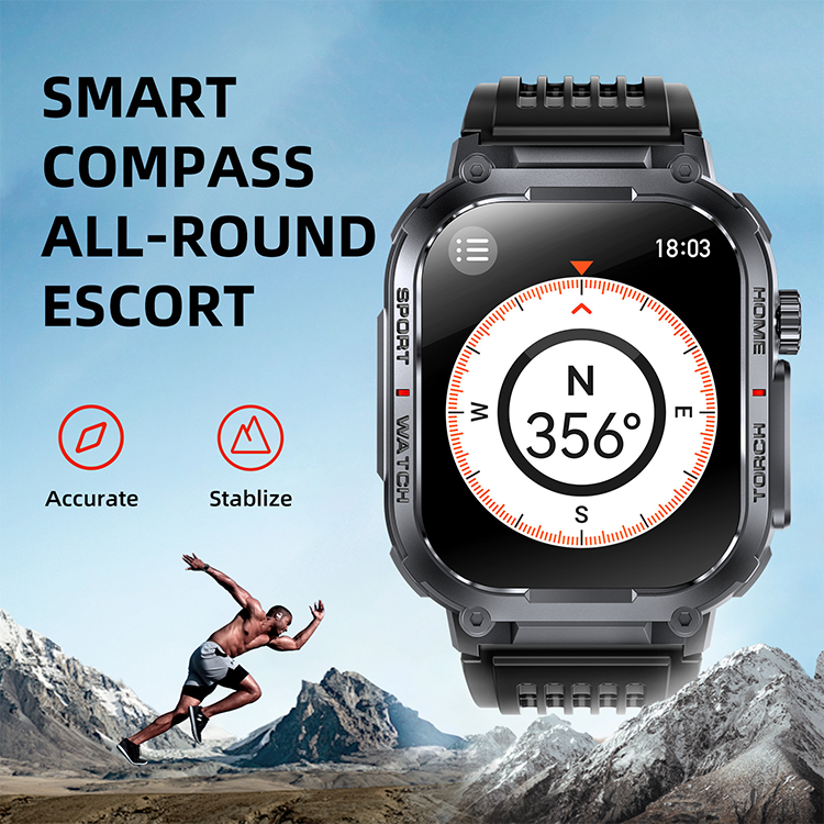 Men's Smart Watch Outdoor Sports Smart Watch S320B Bluetooth Call Sports Watch Compass Waterproof Smart Watch For Men Heart Rate Blood Pressure Blood Oxygen Monitoring Smartwatches With Flashlight