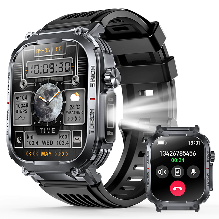 Men's Smart Watch Outdoor Sports Smart Watch S320B Bluetooth Call Sports Watch Compass Waterproof Smart Watch For Men Heart Rate Blood Pressure Blood Oxygen Monitoring Smartwatches With Flashlight