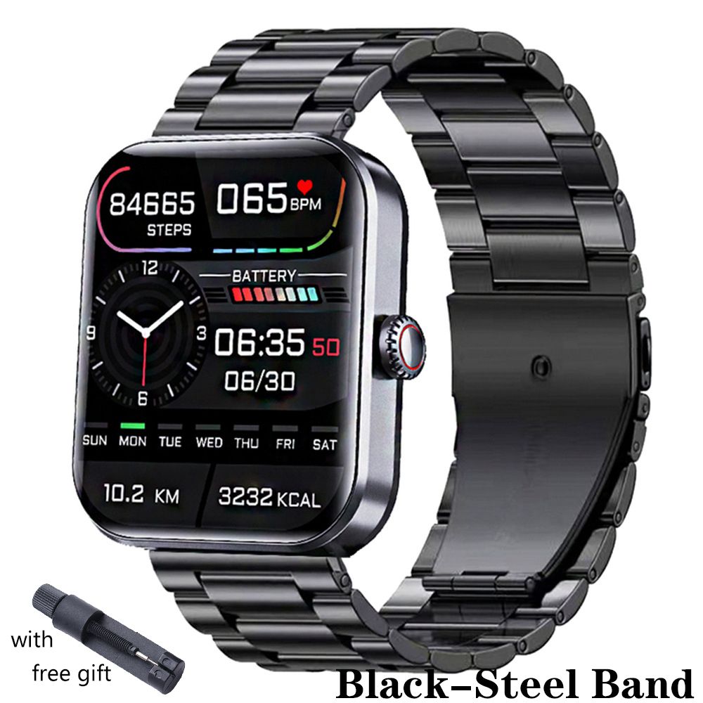 Smartwatches Men smart watch Steel Band Blood Glucose Sugar Oxygen Pressure Sports Watch Woman Smartwatch 1.91'' Screen Body Temperature Monitor Smart watch for woman couple watches for IOS Android
