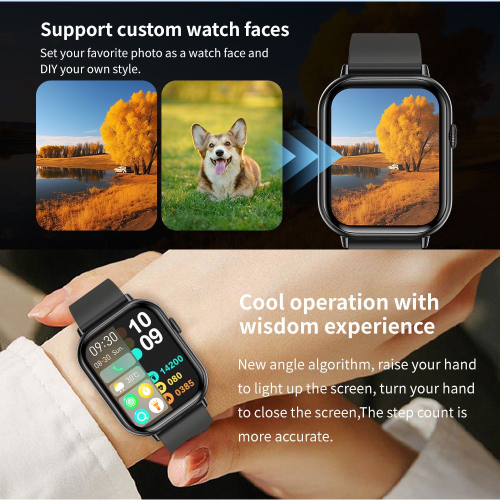 G44 smart watch bracelet blood pressure blood oxygen heart rate monitoring waterproof smart watch sports smart watch men's watch women's smartwatch PU leather strap business casual fashion watch