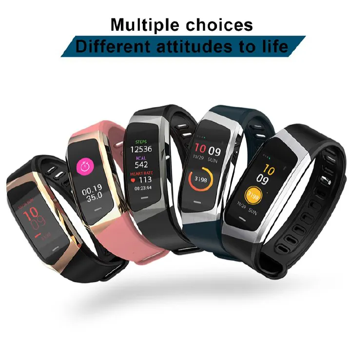 E18 Smart Bracelet Bluetooth Call Men Smart Watch Women Smartwatch Heart Rate Test Waterproof Sports Smart watch 0.96'' Curved screen touch Control Step Count Blood Pressure Monitor Couple Watches