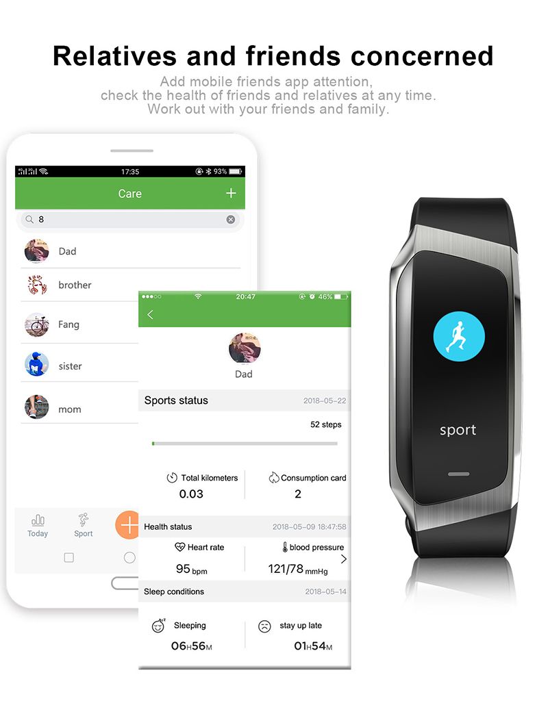 E18 Smart Bracelet Bluetooth Call Men Smart Watch Women Smartwatch Heart Rate Test Waterproof Sports Smart watch 0.96'' Curved screen touch Control Step Count Blood Pressure Monitor Couple Watches