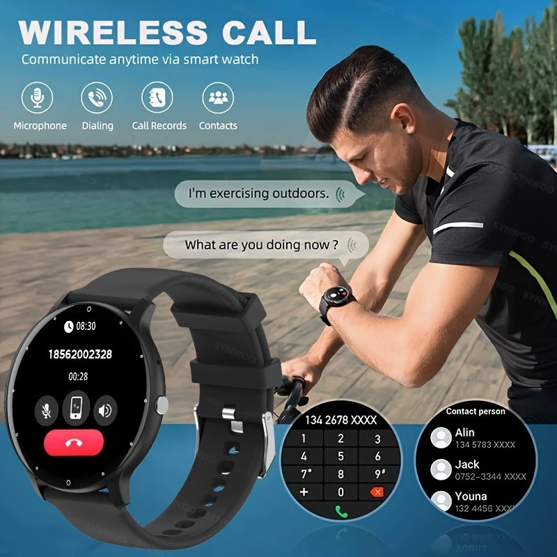 Men's Smart Watch Woman Smartwatch Round Screen Bluetooth call Fitness Sports Heart Rate Monitor Waterproof Sports Watch for iPhone xiaomi Android Smart Bracelet Men Gift sports smart watch For Men