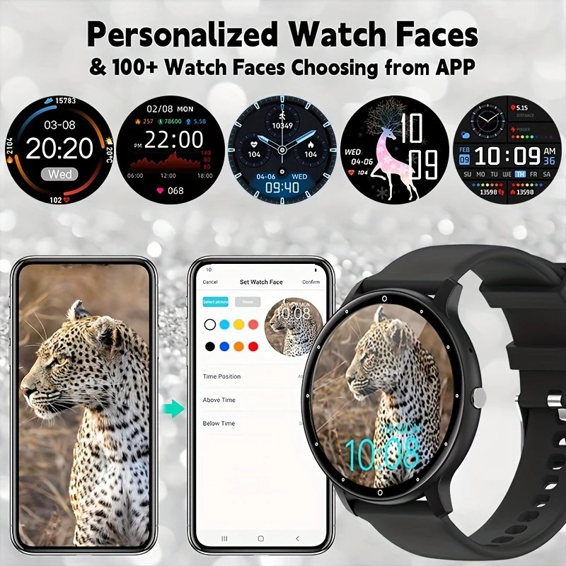 Men's Smart Watch Woman Smartwatch Round Screen Bluetooth call Fitness Sports Heart Rate Monitor Waterproof Sports Watch for iPhone xiaomi Android Smart Bracelet Men Gift sports smart watch For Men