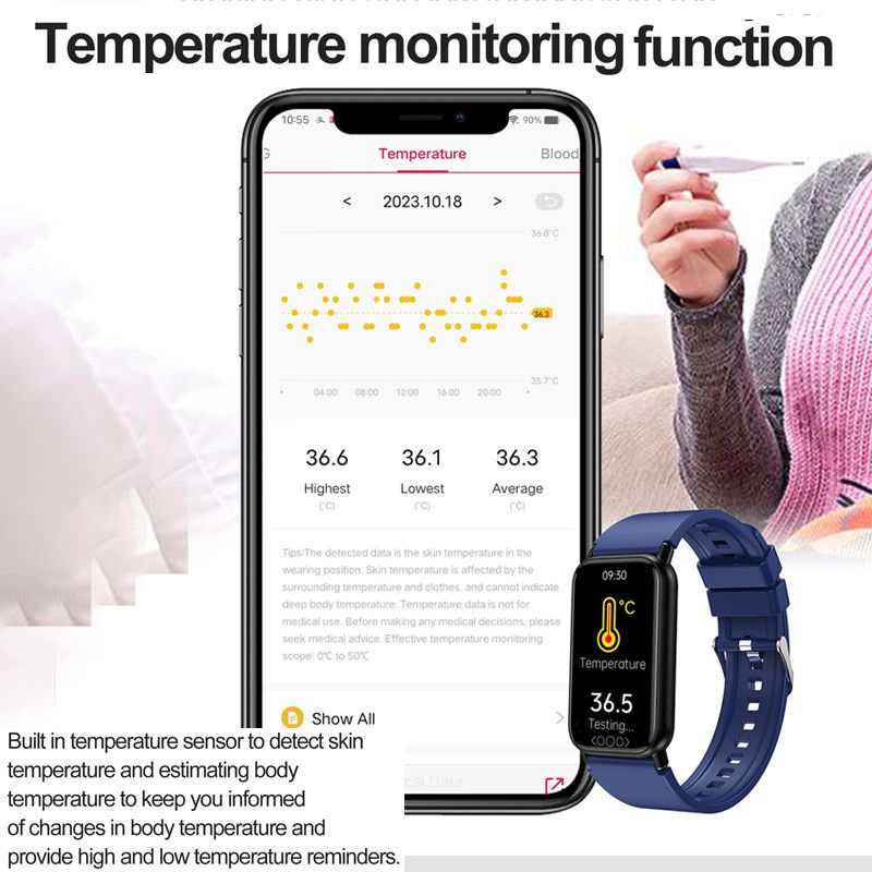 Smart Watch For Men Blood Glucose Sugar Oxygen Pressure Sports Watch TK72 Smart Band 1.47'' Screen Body Temperature Monitoring Bluetooth Call Smart watch for woman Digital Watch Wrist Watch Men Gift