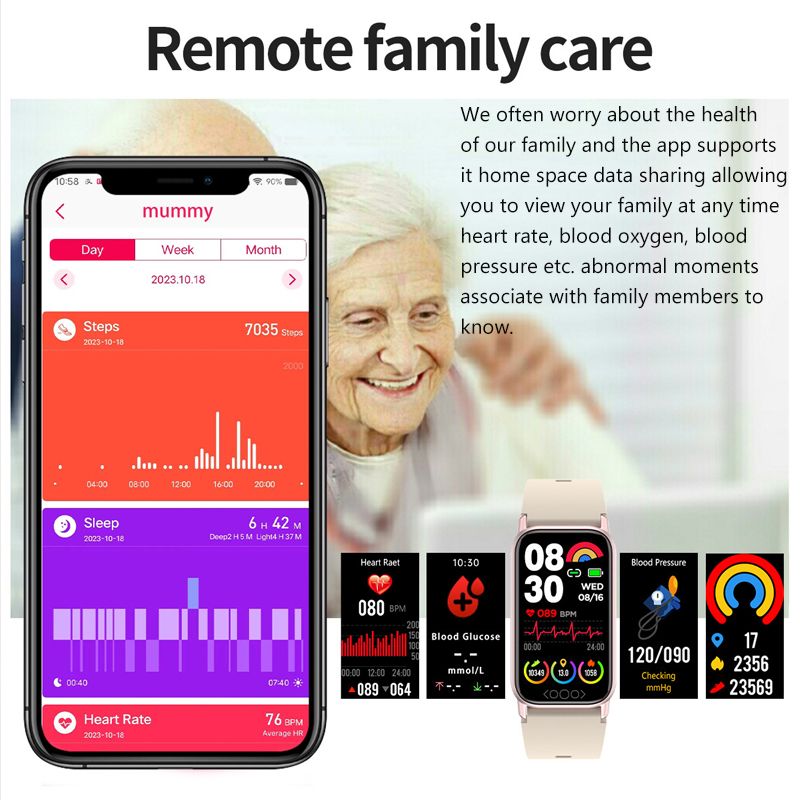 Smart Watch For Men Blood Glucose Sugar Oxygen Pressure Sports Watch TK72 Smart Band 1.47'' Screen Body Temperature Monitoring Bluetooth Call Smart watch for woman Digital Watch Wrist Watch Men Gift
