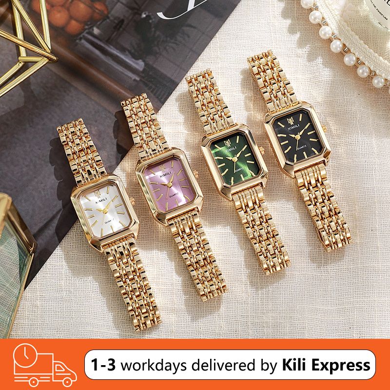 JQSEN Women's Watch Light Luxury Steel Band Female Student Fashion Casual Square Quartz Watch Analog Watch Gold Watch for woman Valentine's Day present girlfriend gift mother's day gift ladies watch