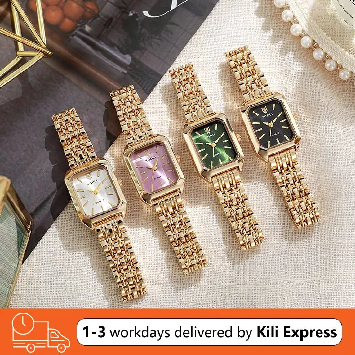 JQSEN Women's Watch Light Luxury Steel Band Female Student Fashion Casual Square Quartz Watch Analog Watch Gold Watch for woman Valentine's Day present girlfriend gift mother's day gift ladies watch