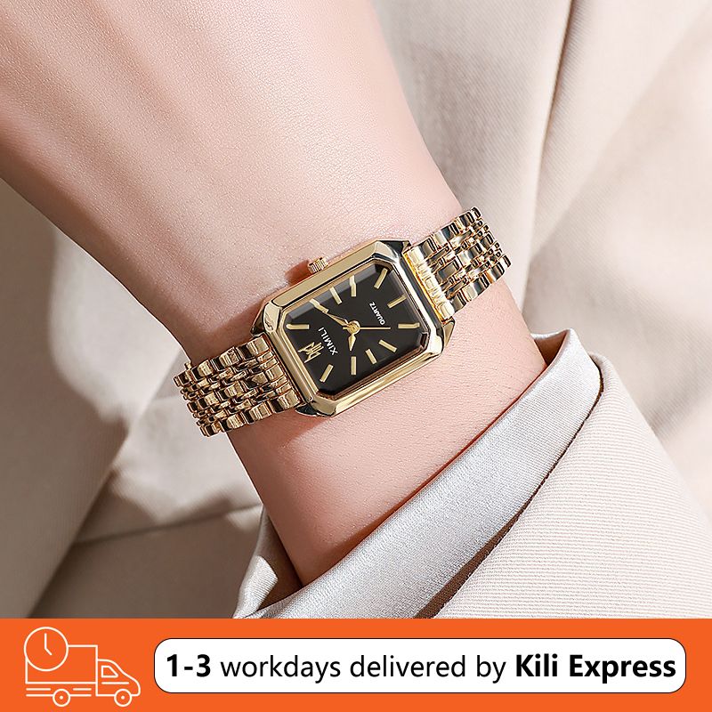 JQSEN Women's Watch Light Luxury Steel Band Female Student Fashion Casual Square Quartz Watch Analog Watch Gold Watch for woman Valentine's Day present girlfriend gift mother's day gift ladies watch