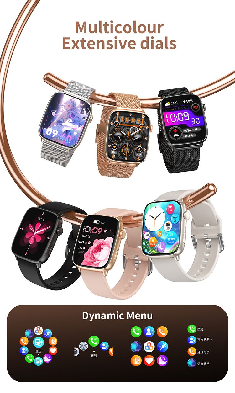 CY18 Women's Smart Watch AMOLED Screen Bluetooth Smart Watch Men Woman Health Monitor Sports Watch Blood Oxygen Heart Rate Monitor Fitness Sports Smart Watch Waterproof Women Gold Watch Men Smartwatch