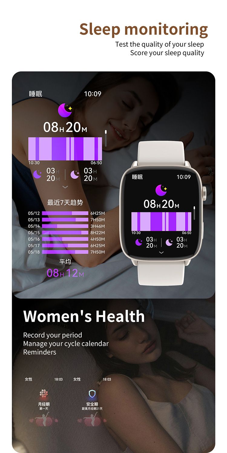 CY18 Women's Smart Watch AMOLED Screen Bluetooth Smart Watch Men Woman Health Monitor Sports Watch Blood Oxygen Heart Rate Monitor Fitness Sports Smart Watch Waterproof Women Gold Watch Men Smartwatch