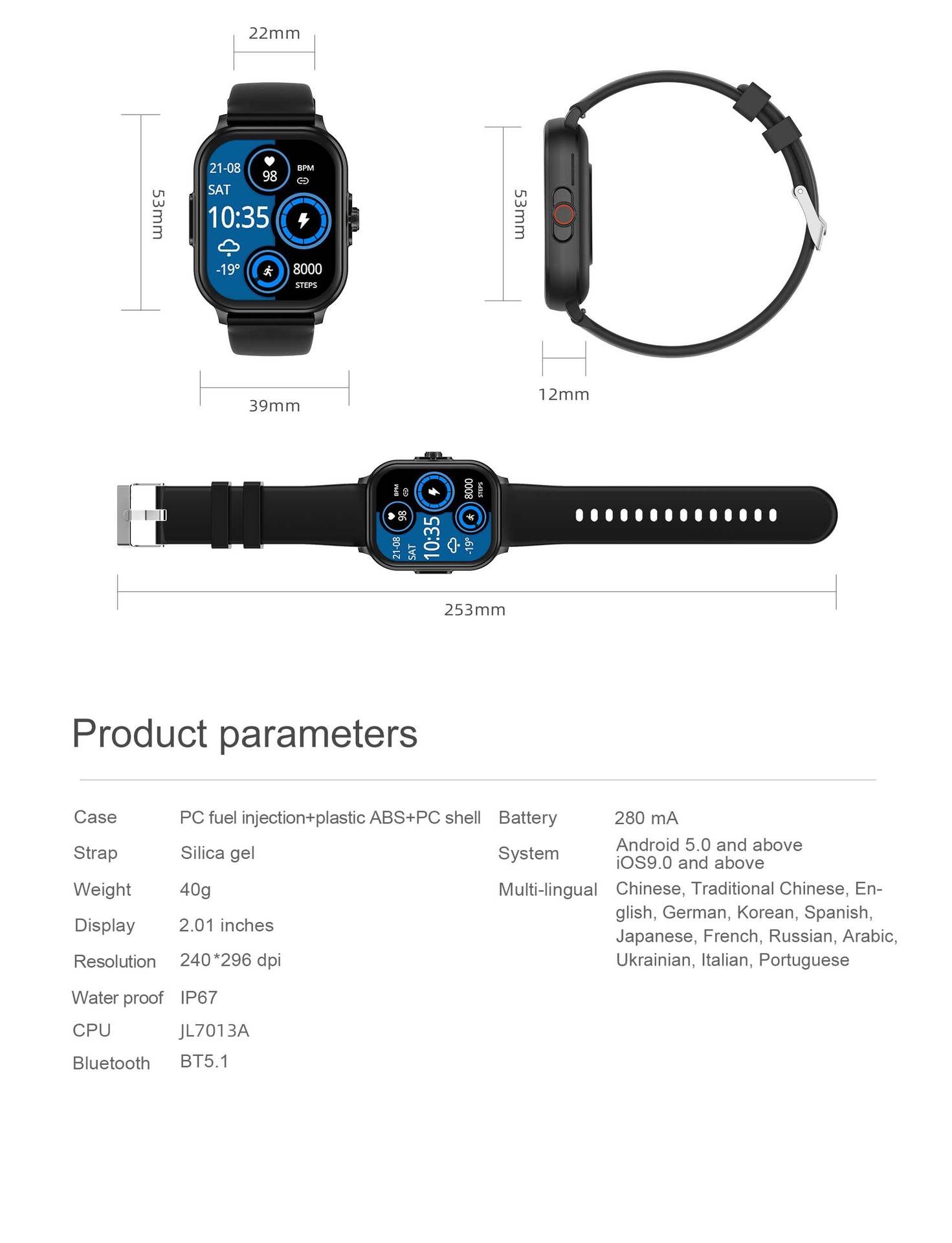 Bluetooth Smartwatch E02 ECG Monitor Blood Pressure Measurement Smartwatch Men heart rate 2.01'' full touch Waterproof Men Smart Watch Blood Sugar Test Woman Smart Watch Unisex Watch GPS Sports Watch