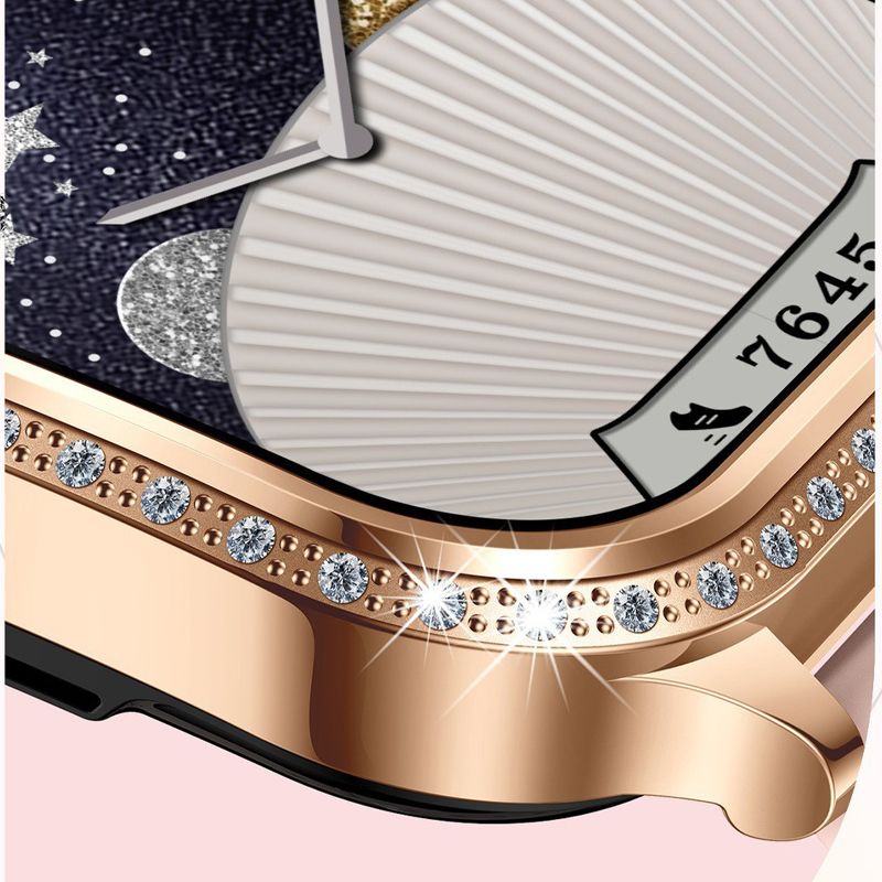 Women smart watch MK88 1.75-inch curved screen Bluetooth call Heart Rate monitor waterproof watch Women Smartwatch Ladies Watch Sports Smart Watch For Women PU Leather Lady Smart Watch With diamonds