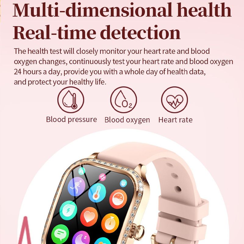 Women smart watch MK88 1.75-inch curved screen Bluetooth call Heart Rate monitor waterproof watch Women Smartwatch Ladies Watch Sports Smart Watch For Women PU Leather Lady Smart Watch With diamonds