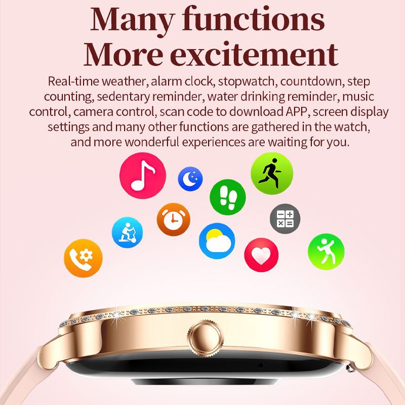 Women smart watch MK88 1.75-inch curved screen Bluetooth call Heart Rate monitor waterproof watch Women Smartwatch Ladies Watch Sports Smart Watch For Women PU Leather Lady Smart Watch With diamonds