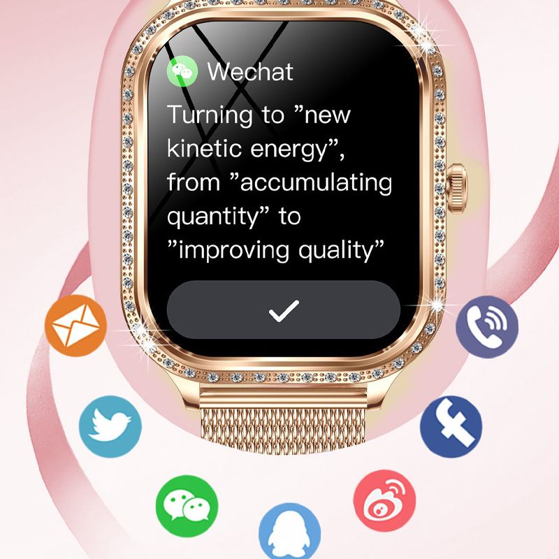 Women smart watch MK88 1.75-inch curved screen Bluetooth call Heart Rate monitor waterproof watch Women Smartwatch Ladies Watch Sports Smart Watch For Women PU Leather Lady Smart Watch With diamonds