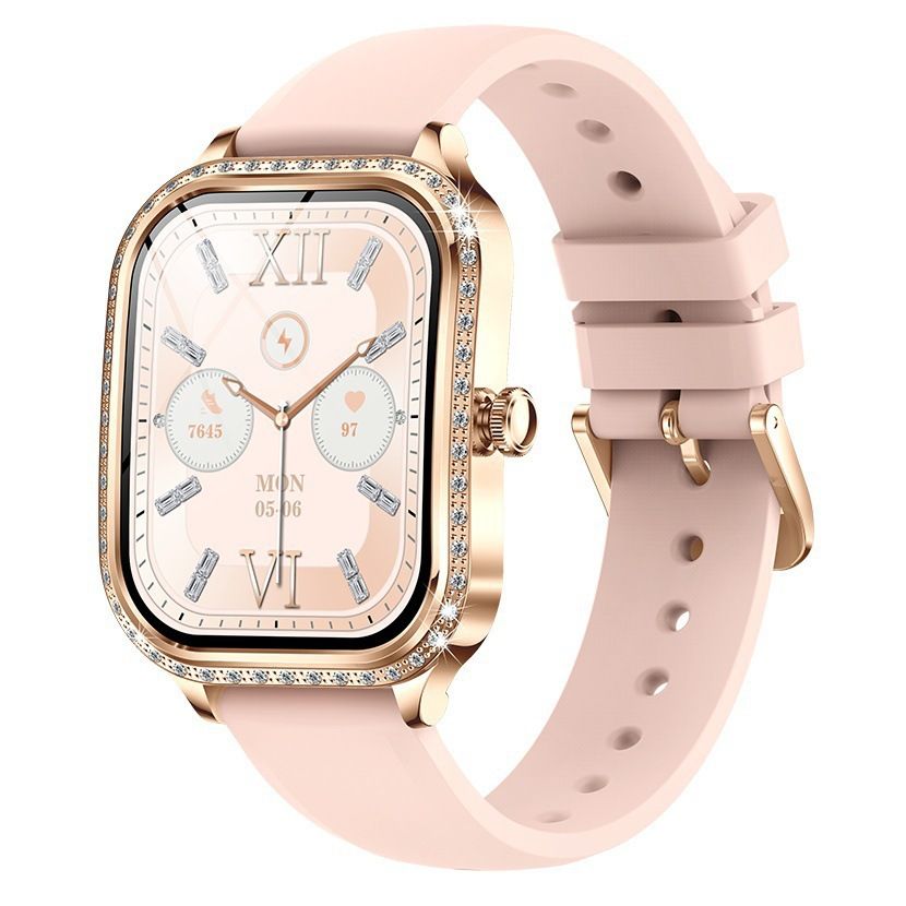 Women smart watch MK88 1.75-inch curved screen Bluetooth call Heart Rate monitor waterproof watch Women Smartwatch Ladies Watch Sports Smart Watch For Women PU Leather Lady Smart Watch With diamonds