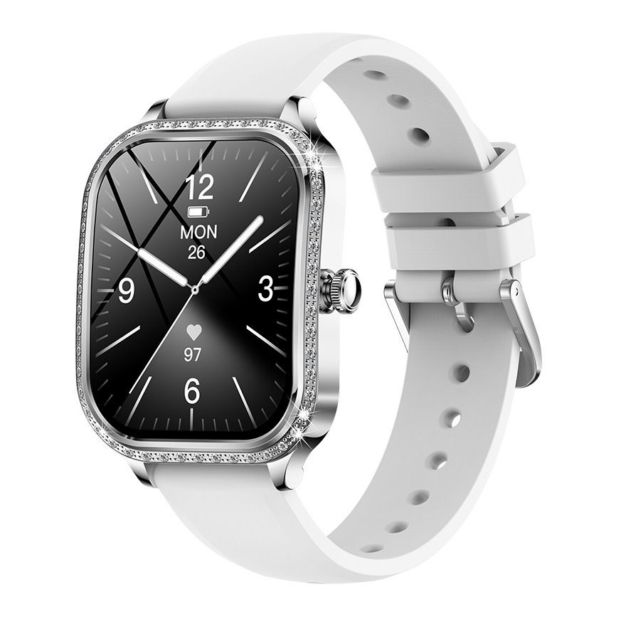 Women smart watch MK88 1.75-inch curved screen Bluetooth call Heart Rate monitor waterproof watch Women Smartwatch Ladies Watch Sports Smart Watch For Women PU Leather Lady Smart Watch With diamonds