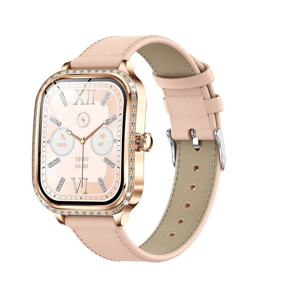 Women smart watch MK88 1.75-inch curved screen Bluetooth call Heart Rate monitor waterproof watch Women Smartwatch Ladies Watch Sports Smart Watch For Women PU Leather Lady Smart Watch With diamonds