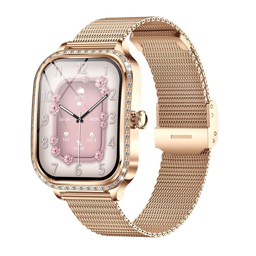 Women smart watch MK88 1.75-inch curved screen Bluetooth call Heart Rate monitor waterproof watch Women Smartwatch Ladies Watch Sports Smart Watch For Women PU Leather Lady Smart Watch With diamonds