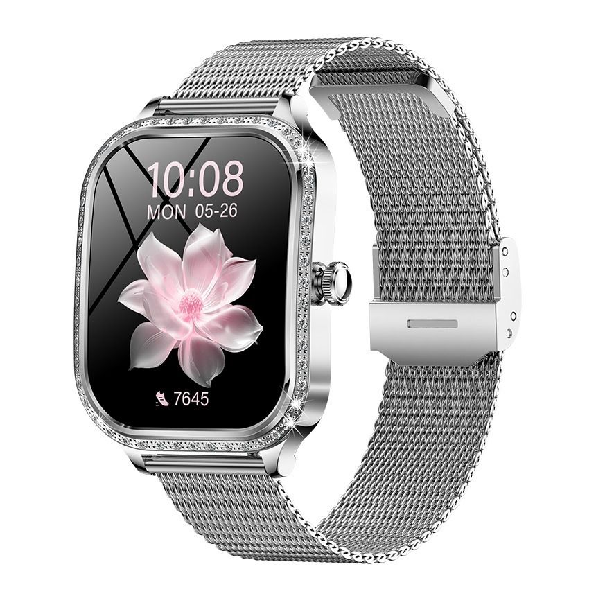 Women smart watch MK88 1.75-inch curved screen Bluetooth call Heart Rate monitor waterproof watch Women Smartwatch Ladies Watch Sports Smart Watch For Women PU Leather Lady Smart Watch With diamonds