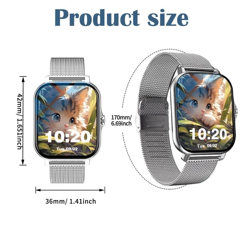 Smart Watch Men Women Waterproof Sports Fitness Bluetooth Call Big Touchscreen Stainless Steel Smartwatch Heart Rate Smart Bracelet Ladies Watch Couple Watch Kids Smartwatch Sports Smart Watch For Men