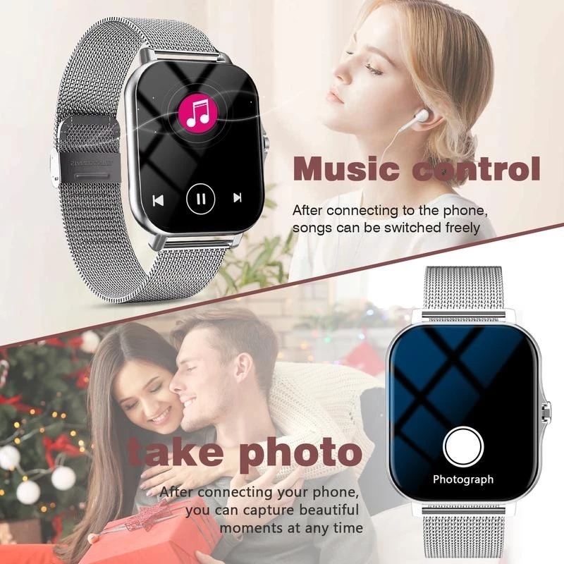 Smart Watch Men Women Waterproof Sports Fitness Bluetooth Call Big Touchscreen Stainless Steel Smartwatch Heart Rate Smart Bracelet Ladies Watch Couple Watch Kids Smartwatch Sports Smart Watch For Men