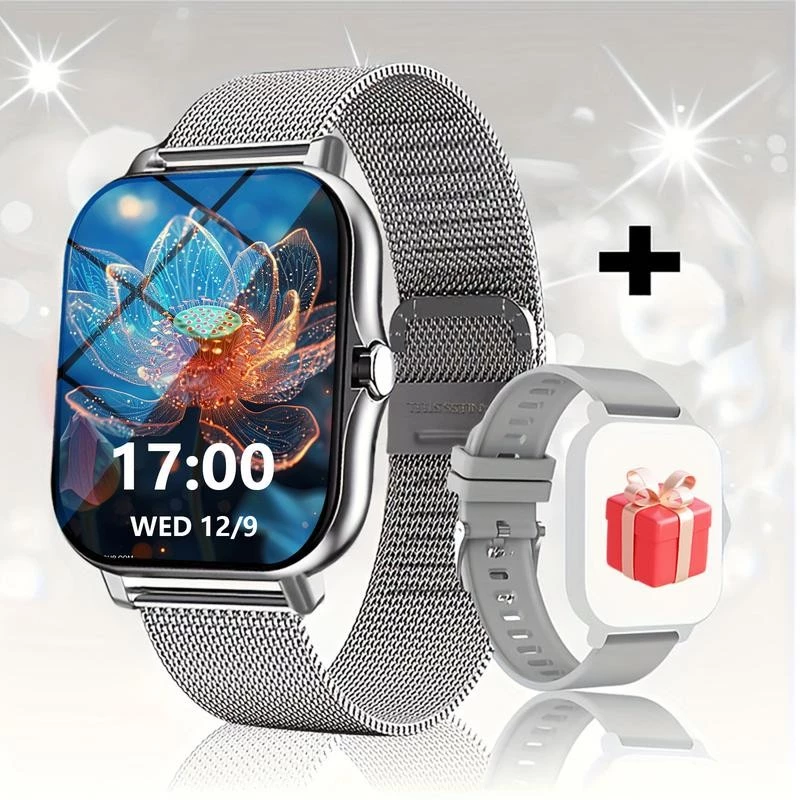 Smart Watch Men Women Waterproof Sports Fitness Bluetooth Call Big Touchscreen Stainless Steel Smartwatch Heart Rate Smart Bracelet Ladies Watch Couple Watch Kids Smartwatch Sports Smart Watch For Men