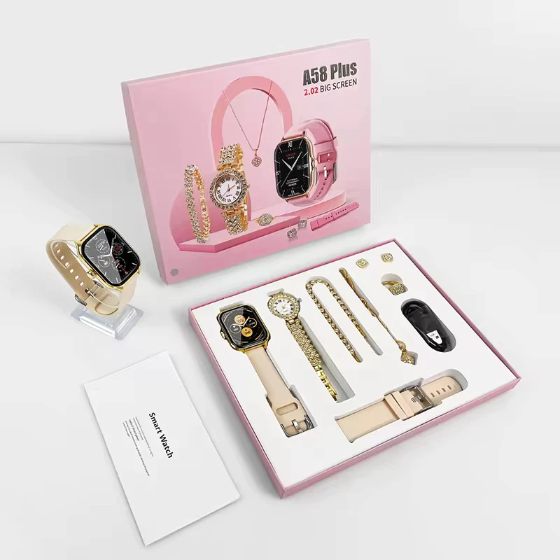 A58 Plus smart watch women's watch Bluetooth call message reminds heart rate sports watch Luxury Lady Watch Fitness Waterproof Smart Watch For Woman gift box set GT4 6 IN 1 Girl Woman Smart Watch